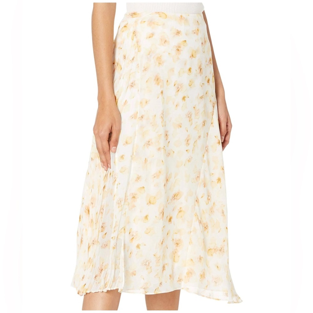 NWT Vince White & Yellow Floral Pressed Petal Panel Midi Skirt
